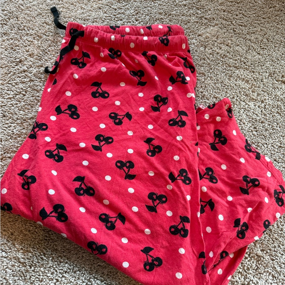 Cacique Red Cherry Print Pajama Pants